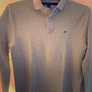 Long sleeve polo grey